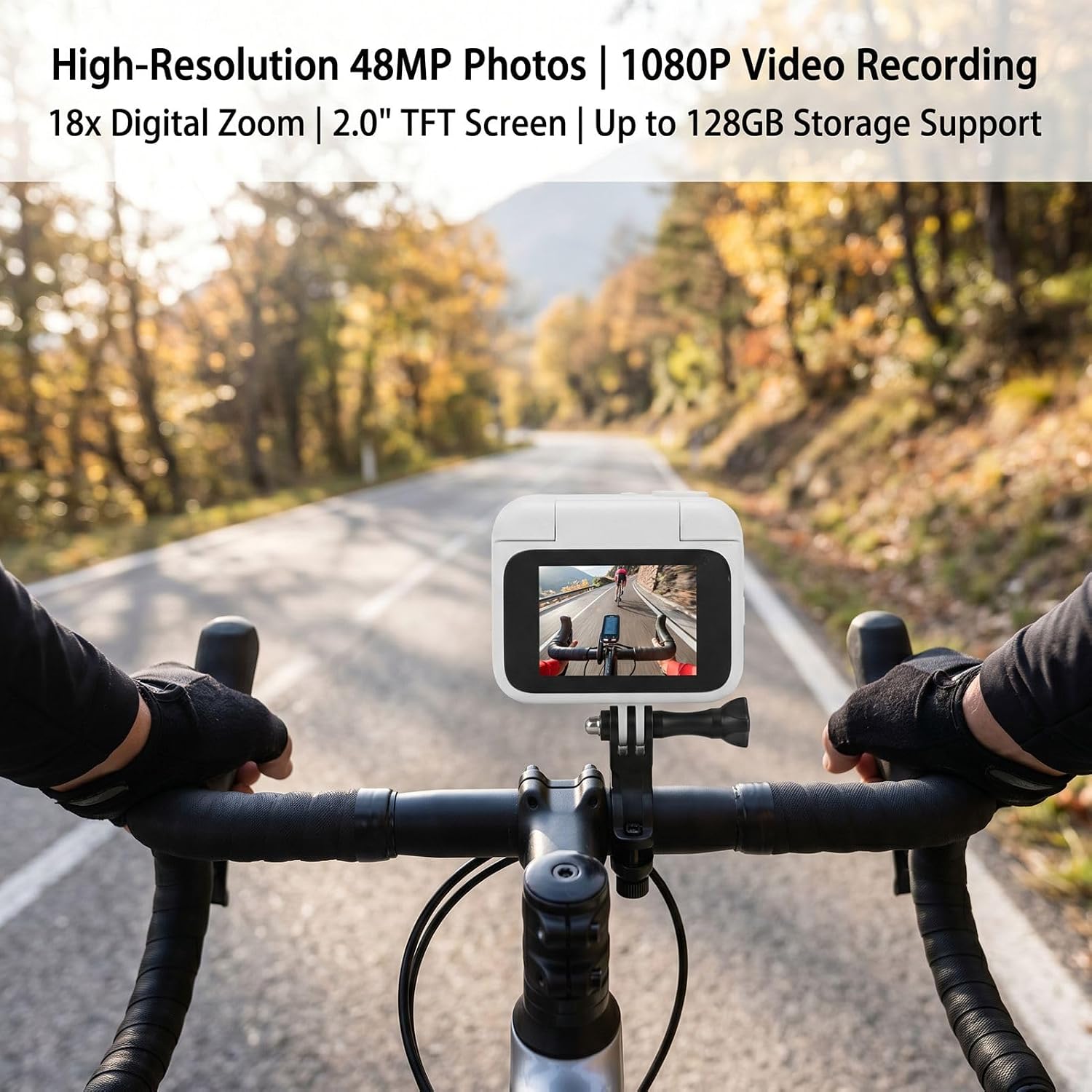 Diyeeni Multi-Functional Flip Screen Action Camera, 4K HD 143° Wide Angle Anti Shake Sports Camera, 800mAh Battery Flip Screen Thumb Action Camera with 360° Panorama for Cycling Selfie Outdoor