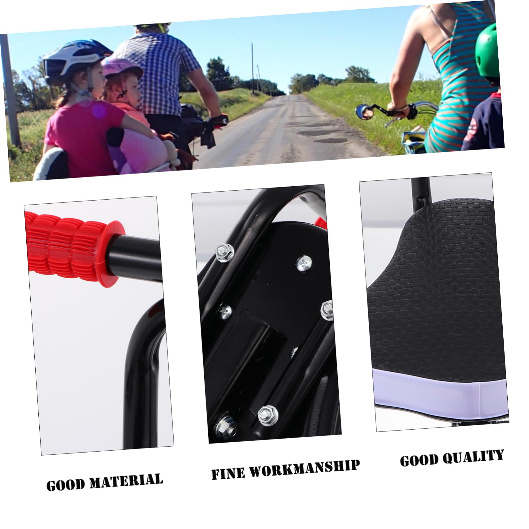 Abaodam 1 ensemble de selle de vélo électrique avec dossier, siège de sécurité durable pour coussin confortable pour vélos électriques, accessoire de vélo pour enfants et enfants