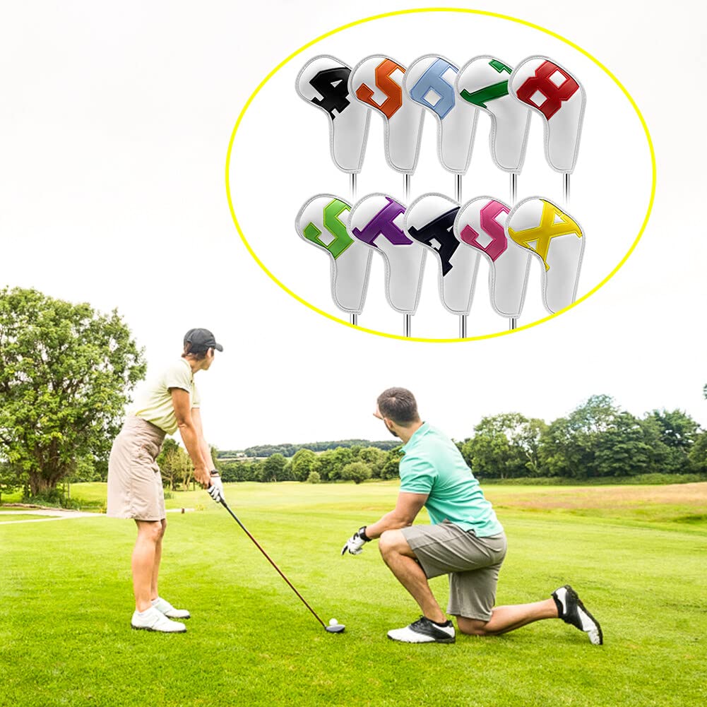 10 Pièces Housses pour Tête de Club de Golf - Couvre de Protection avec Chiffres et Lettres Imprimées - Capuchon Headcover Set