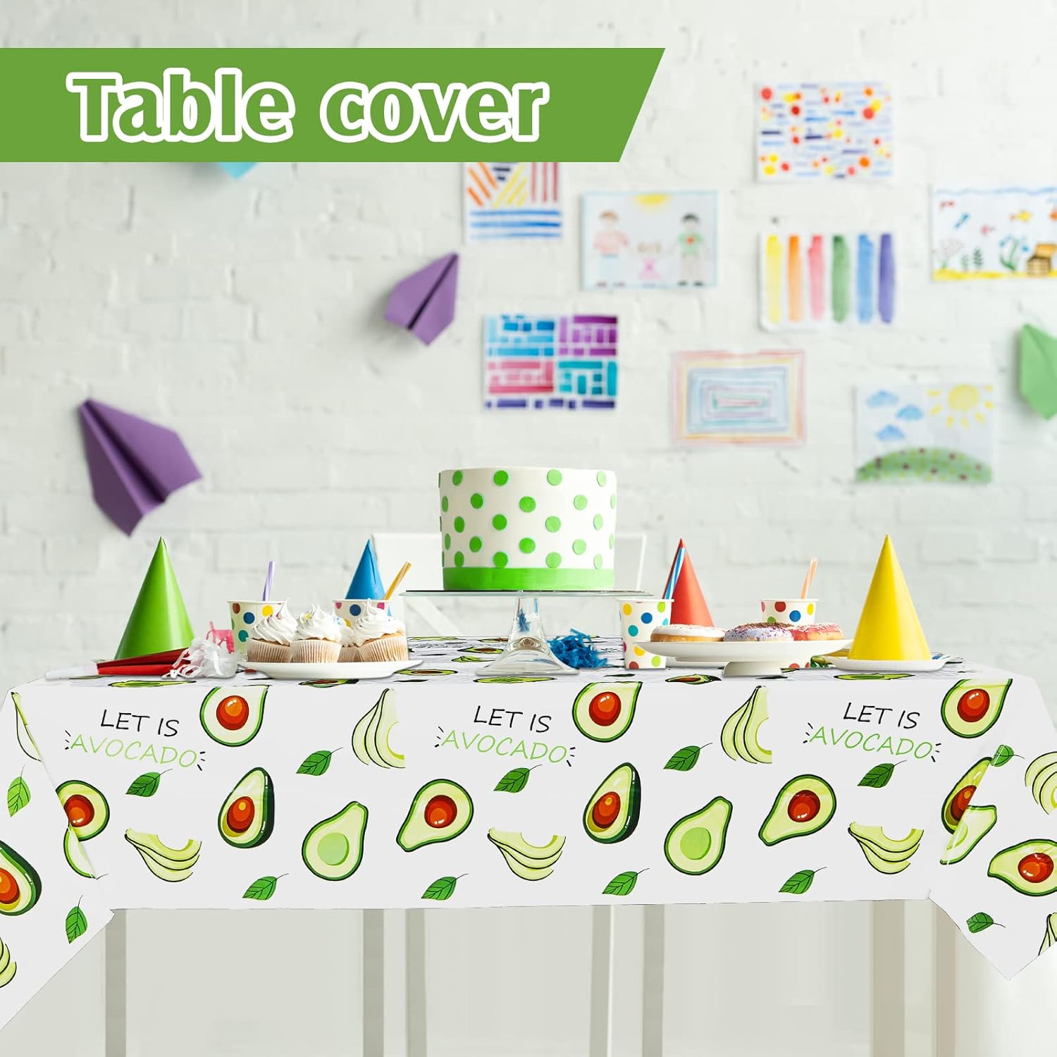 Flutesan 2 Pieces Avocado Tablecloths Fruit Avocado Birthday Tablecover, Cute Printed Table Cover for Fruit Themed Party Mexican Fiesta Party Baby Shower Birthday Decorations 86 x 51 Inches