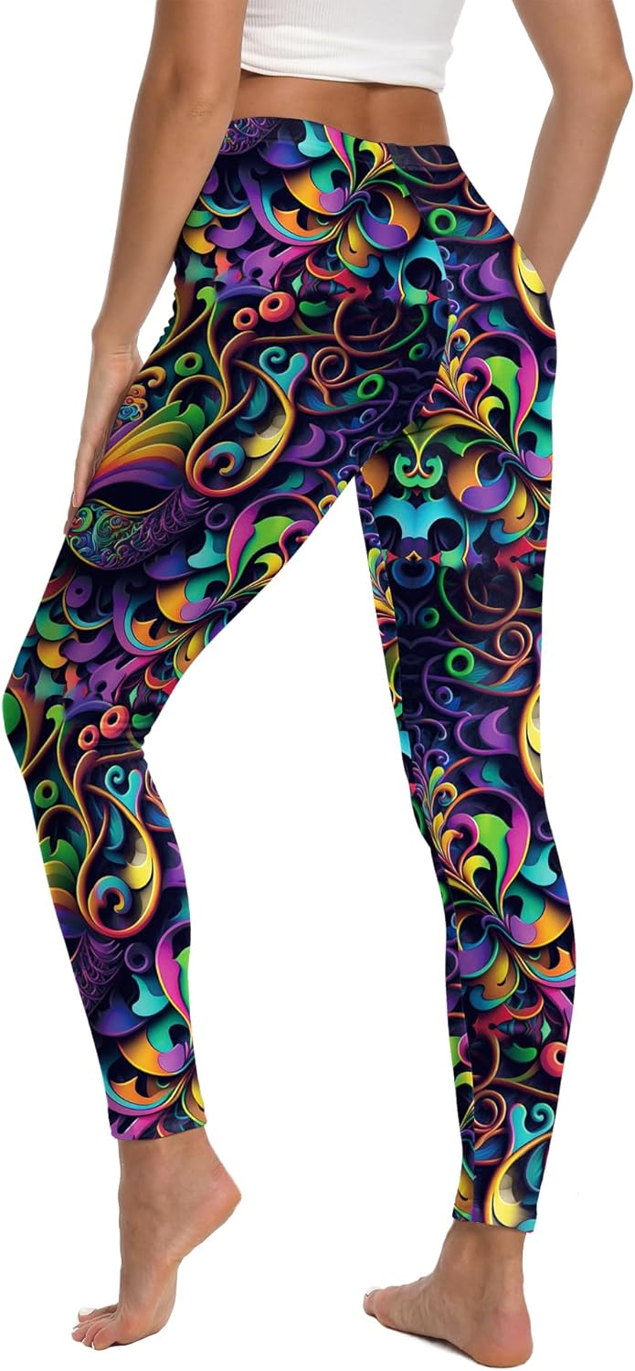 Women Mardi Gras Party Costume Stretchy Leggings Tights Carnival Pant for Party Outfit - Image 3