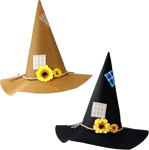 Zhanmai Sombrero de espantapájaros de fieltro de espantapájaros, accesorio de disfraz de espantapájaros, accesorio para disfraz de Halloween, fiesta