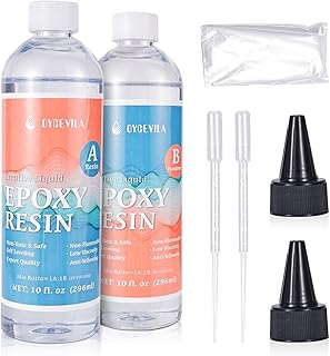 20oz Epoxy Resin Kit - Food Grade Epoxy Resin (10oz Resin + 10oz Hardener), Crystal Clear Epoxy Resin for Countertops, Bar, Crafts, Etc - Self Leveling, No Bubble & Yellowing 2 Part Art Epoxy Resin