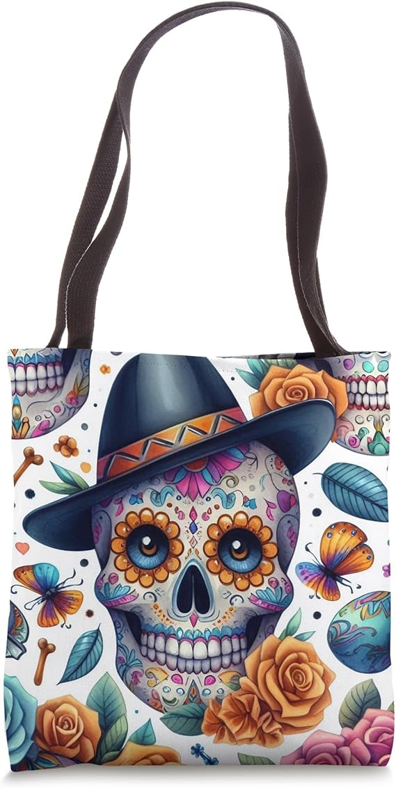Sugar Skull Calavera Dia De Los Muertos Mexican Halloween Tote Bag