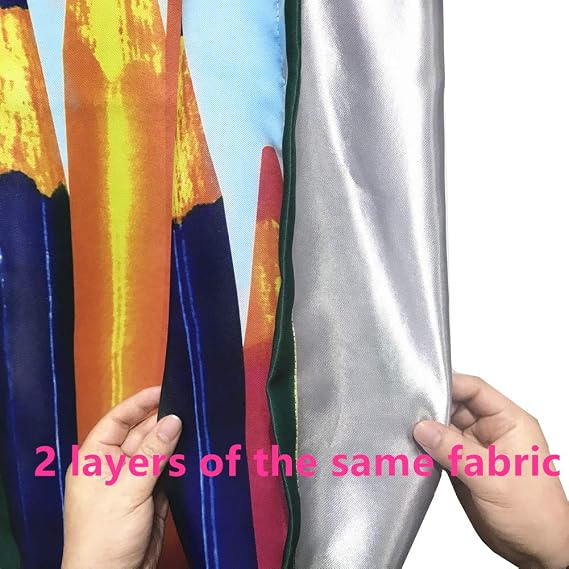 MYRU Absolutely Blackout Curtains for Kids Room,2 Layers Lined Rainbow Curtains for Boys Girls Room,Set of 2 (Colorful Pencil, 2 x 39 x 84 Inch)