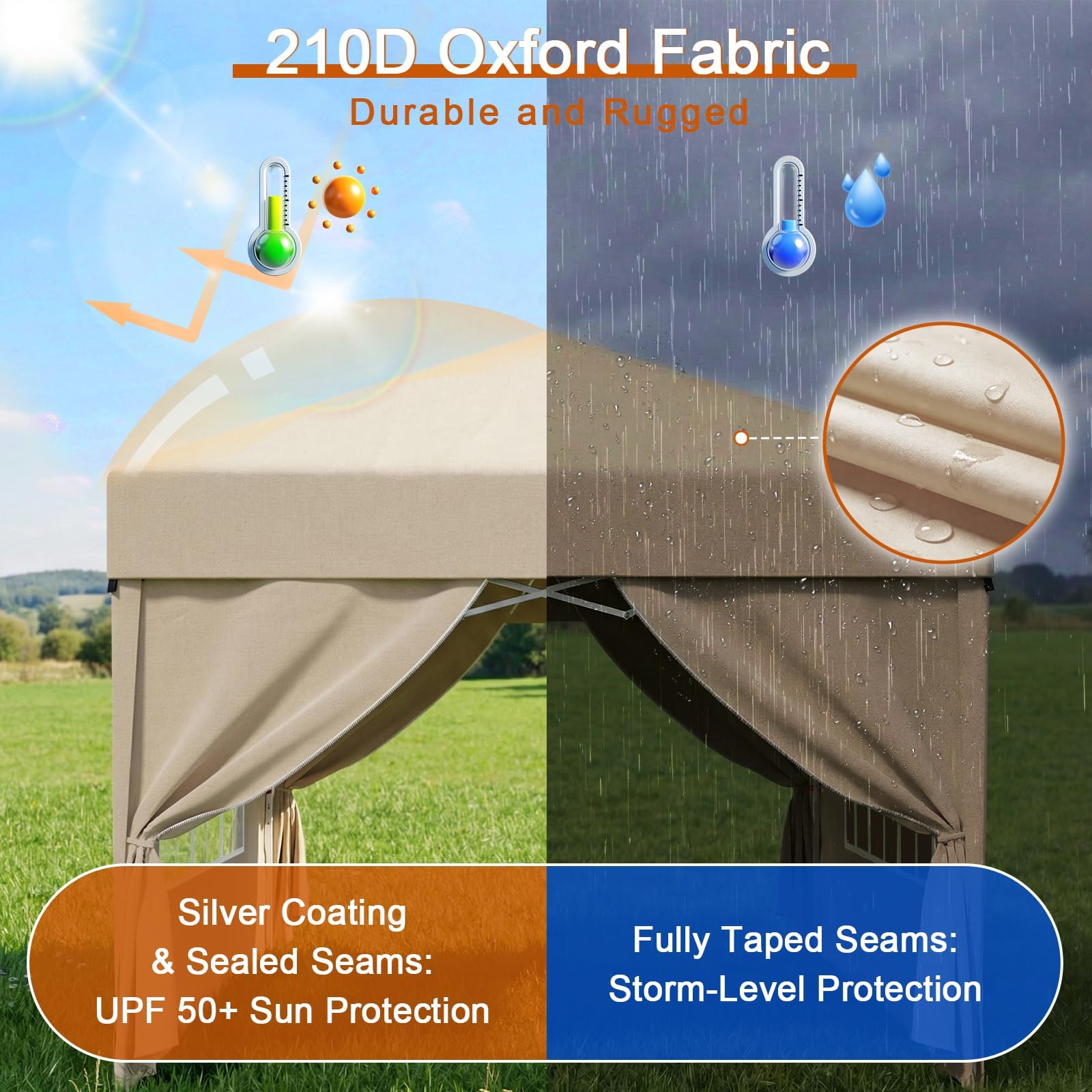 Devoko Gazebo Impermeable Plegable 3x3m,Gazebo con Laterales Que Incluye 4 Paredes extraíbles,Carpa Plegable Profesional con 3 Alturas Ajustables, protección UV 50+ para Jardines,Patios y acampadas