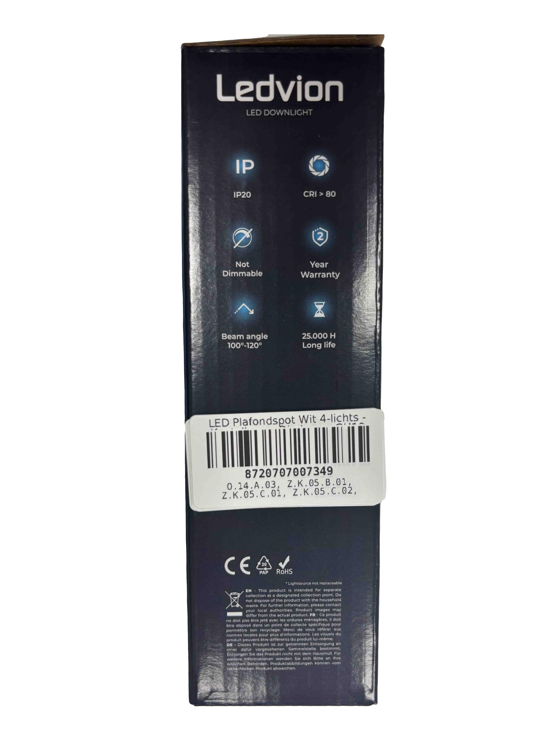 Ledvion Faretto LED Soffitto Bianco 4 luci attacco GU10 senza lampadina | per corridoio soggiorno cucina camera e ambienti interni asciutti
