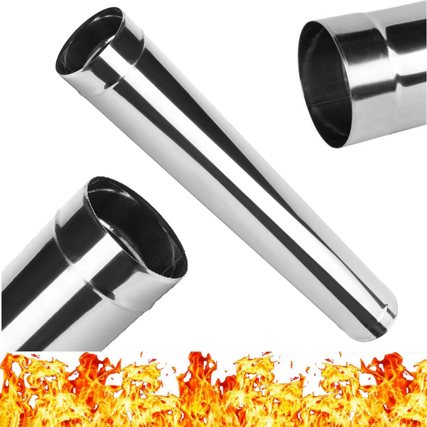 Tuyau de Cheminée en Acier Inoxydable - Longueur 1000mm 1 mètre – Revêtement de Conduit de Cheminée – pour l'évacuation de Fumée ou d'échappement - Diamètre 150 mm – Ø 150 mm x 1 m