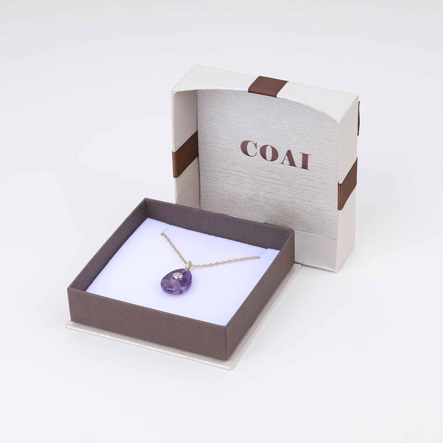 COAI Crystal Necklace for Women, Teardrop Pendant 18K Gold Plated Stainless Steel Necklace for Women - Image 6