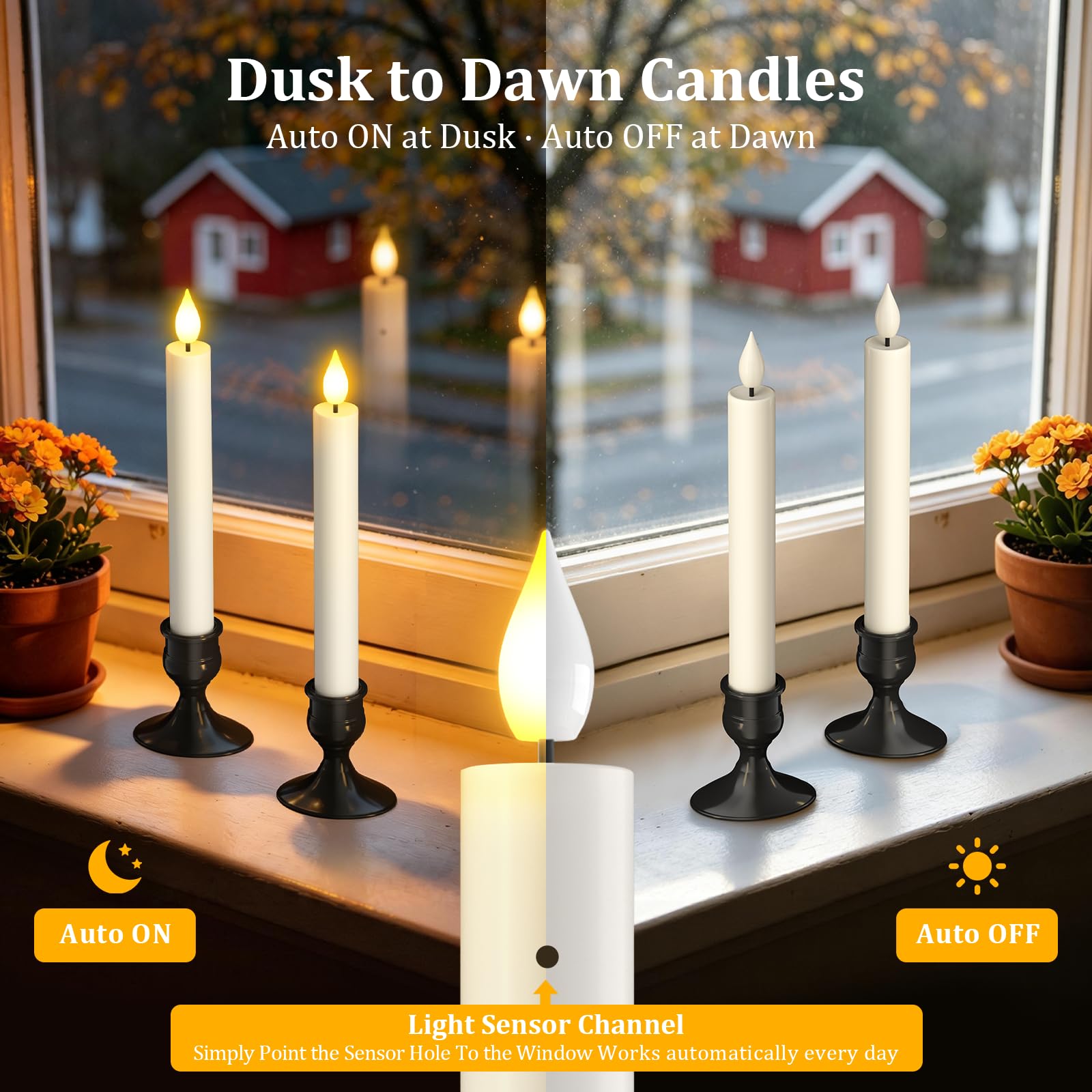 PChero 6 velas recargables para ventana con sensor de atardecer a amanecer