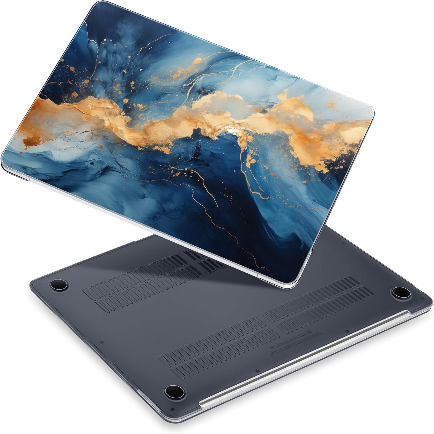Case for MacBook Air 13 inch 2021 2020 2019 2018 Model A2337 M1/A2179/A1932, Laptop Hard Shell Case with Keyboard Cover & Screen Film & OTG Adapters & 2 Webcam Covers, Blue Marble