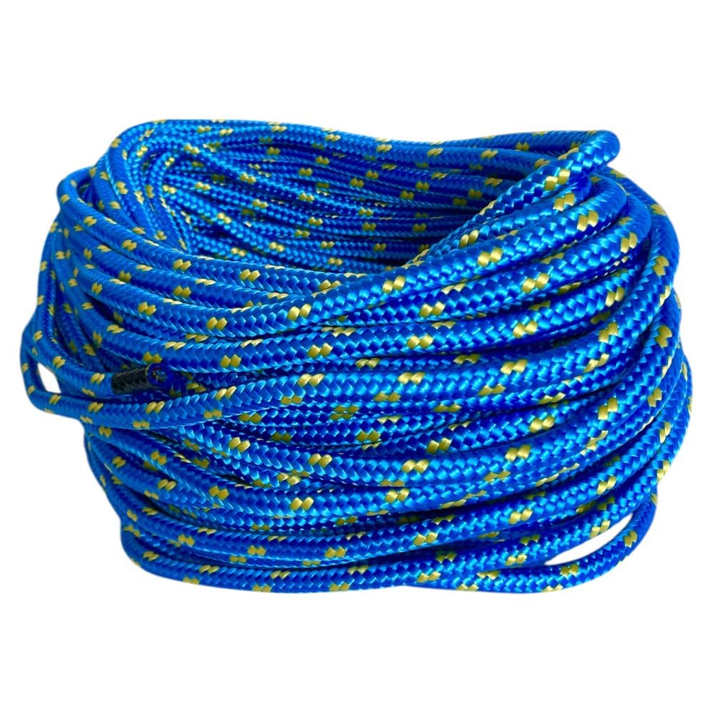 5 cuerdas de polipropileno de 10 mm x 50 m, cuerda trenzada de polipropileno azul, cuerda impermeable con núcleo, resistente a los rayos UV, cuerda de polipropileno para construcción, tráfico