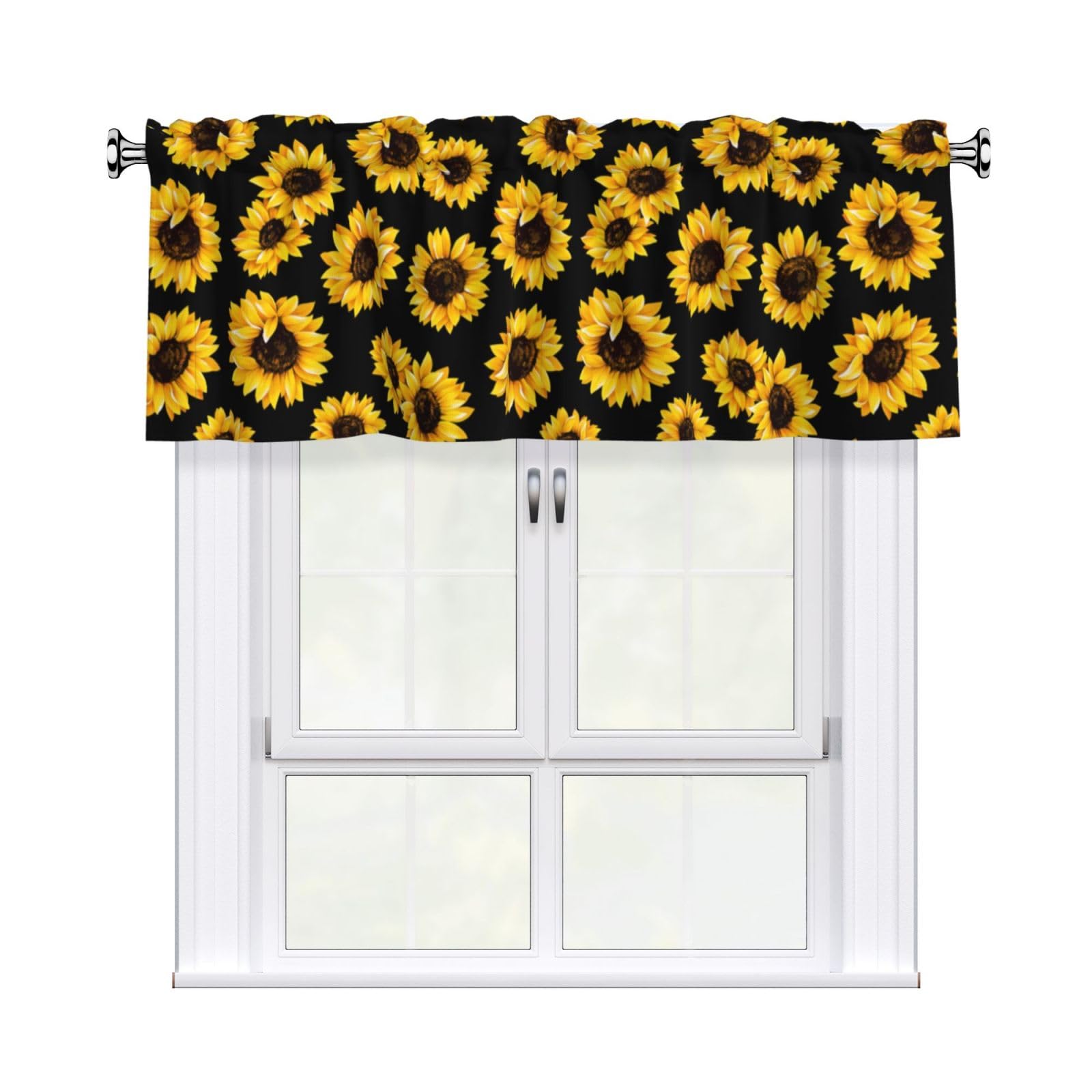 YYHHAOFA Spring Sunflowers Retro Flowers Prints Durable Kitchen Window Layer – 54x18 Inch 100% Polyester Valance with Precision Construction