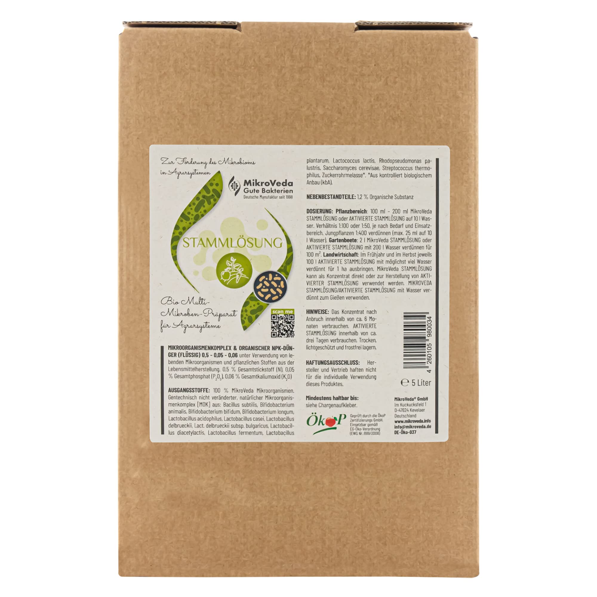 MikroVeda Bio-Stammlösung - Effektive Mikroorganismen - 15 Stämme - Farming - Urlösung - Bodenaktivator und -hilfsstoff - Kompost - Teiche - Garten - Agrarwirtschaft - VEGAN (5l)