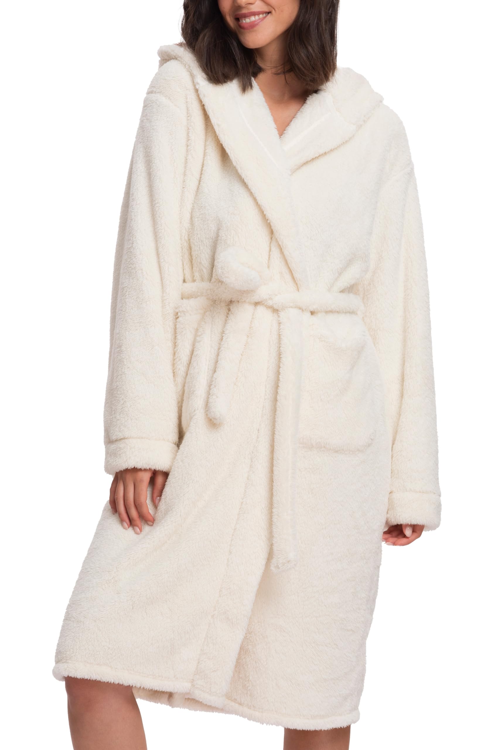 Mad Dog Fleece Sherpa Robes for Women Soft and Comfy Hooded Bathrobe - Fluffy Long Womens Rob