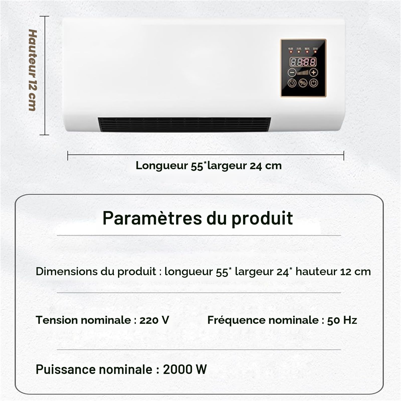 Mini climatiseur mural avec télécommande - Unité de refroidissement portable pour chambre à coucher, salon et bureau - Design compact