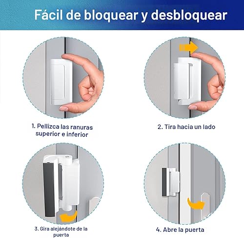 Miniatura 4 de AceMining La cerradura de refuerzo de puerta soporta 800 libras de fuerza, cerradura de puerta extra blanca con 8 tornillos evita la entrada no