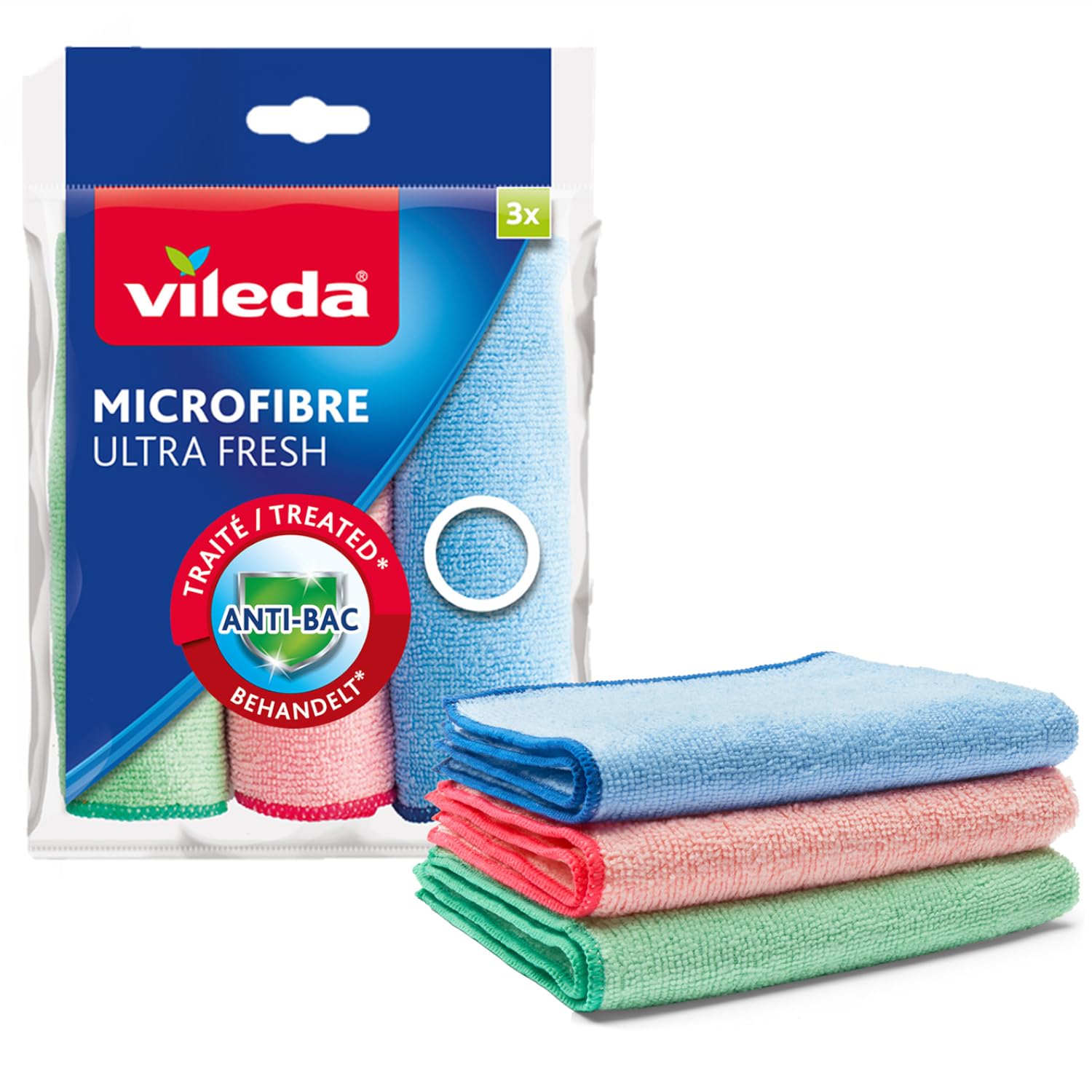ViledaMicrofibre ULTRA FRESH Cloths | Anti-bacterial* | all-purpose cloth |30 x 30 cm | Multipack 3 Pcs