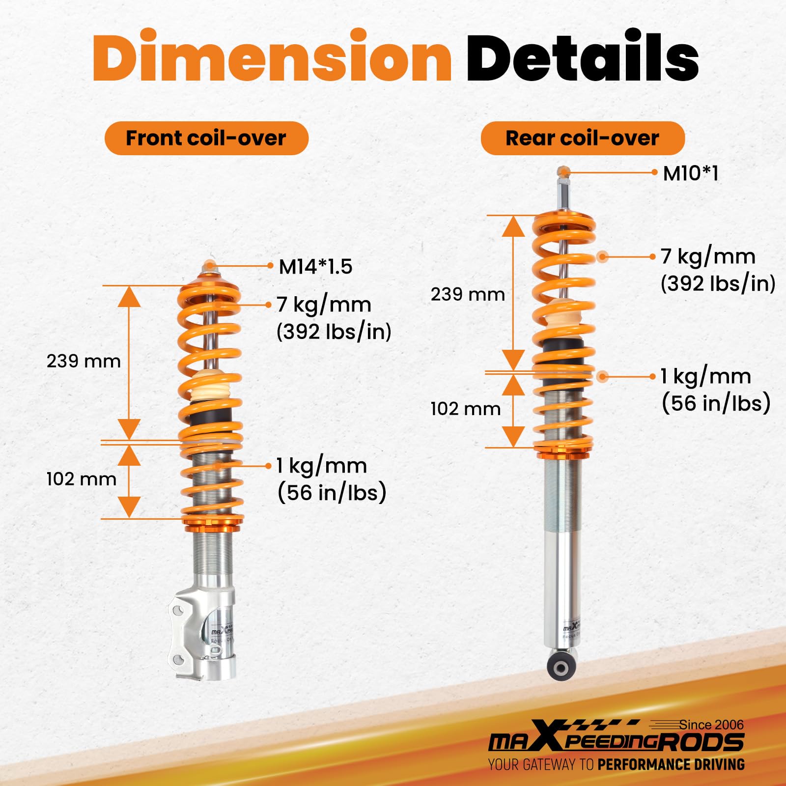 maXpeedingrods 4 Lots de Coilover Combinés Filetés pour VW Corrado Golf MK2 MK3 Jetta II? Kit de Ressorts de Suspension Amortisseurs Hauteur Réglable - Or