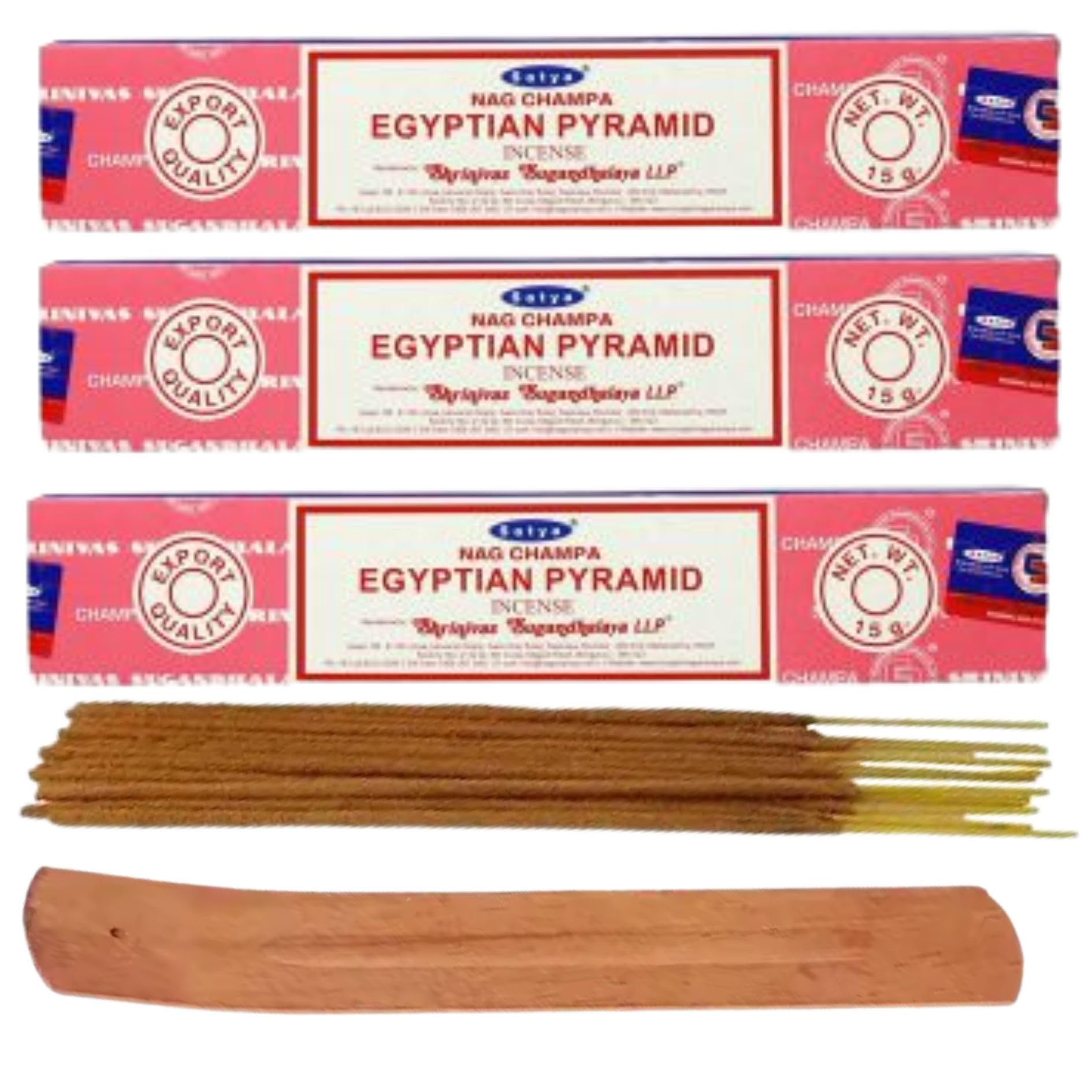 Satya Nag Champa Incense Sticks Pack of 3 X 15G with Free Holder Agarbatti for Home Outdoor, Aromatherapy, Spa, Yoga
