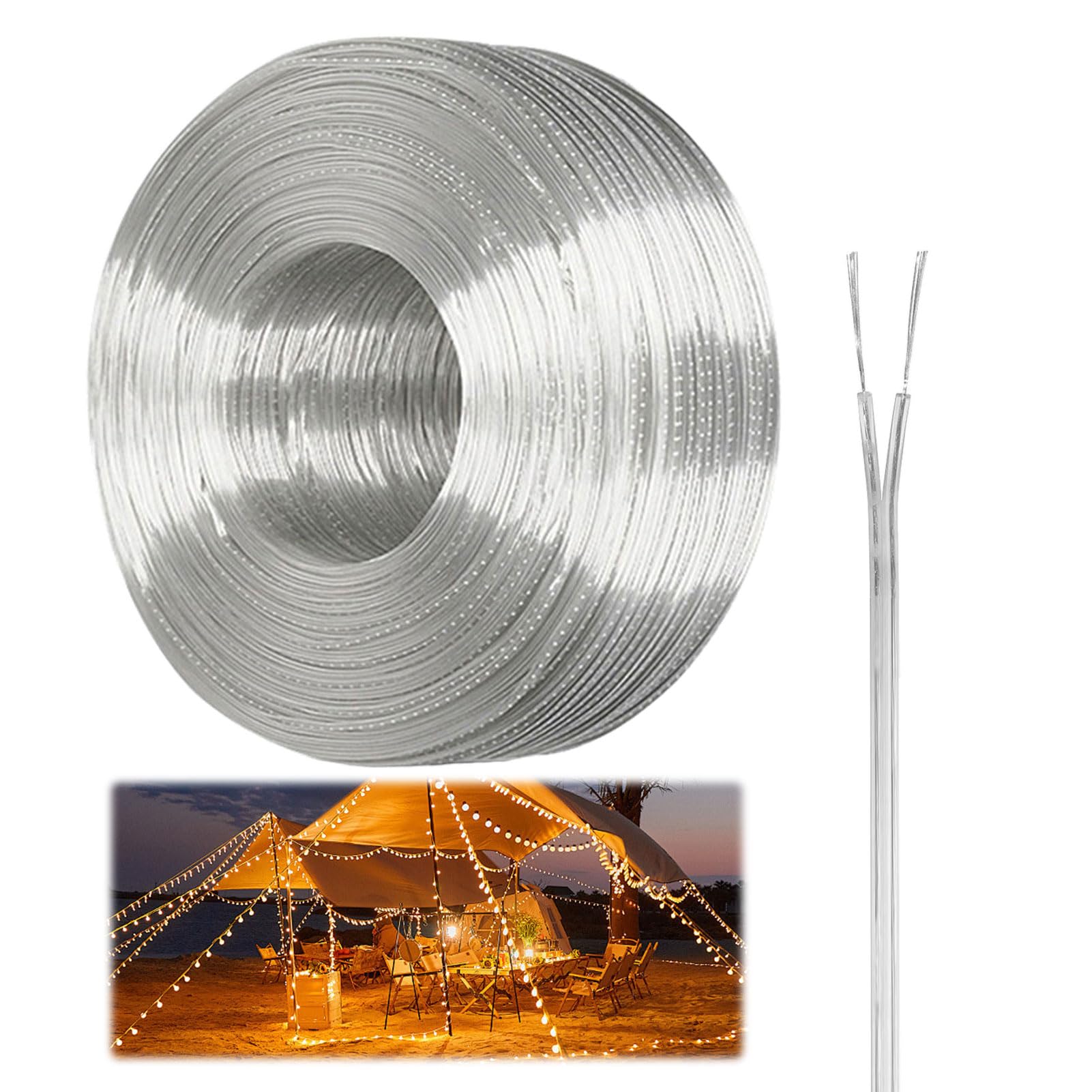 10M Transparent 2 Core Cable Flat Electrical Wire,28awg PVC Power Cable, Flexible Bell Wire for Led Lamps,Doorbells,Electrical Cable Low-Power Appliances & Home Wiring,Outer Diameter (1.6 x 3.2mm)