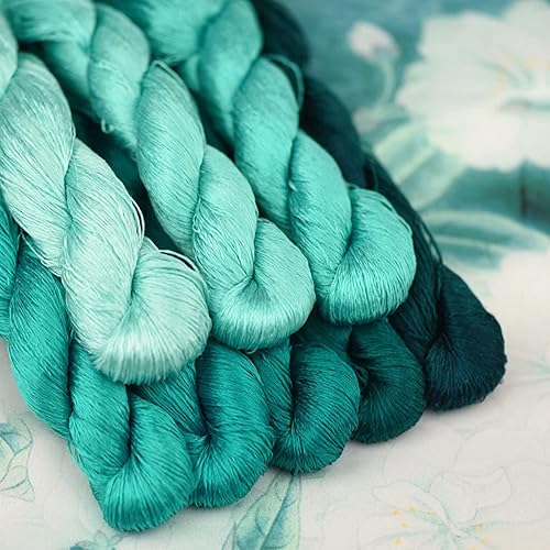 Miniatura 3 de MINGGUXIUYI Natural 100% Mulberry Silk Handmade Embroidery Thread Cross Stitch Threads Friendship Bracelets Floss Crafts Floss 120 Yards Each in 8