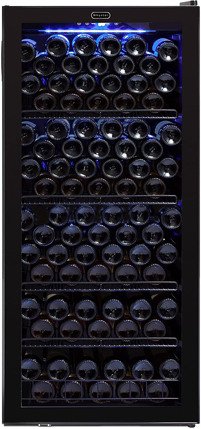 Whynter WHYNB FWC-1201BBa 124 Bottle Freestanding Wine Refrigerator, Black