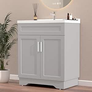 Amazon.com: Ymise Bathroom Vanity with Ceramic Sink, 32-Inch Bathroom ...