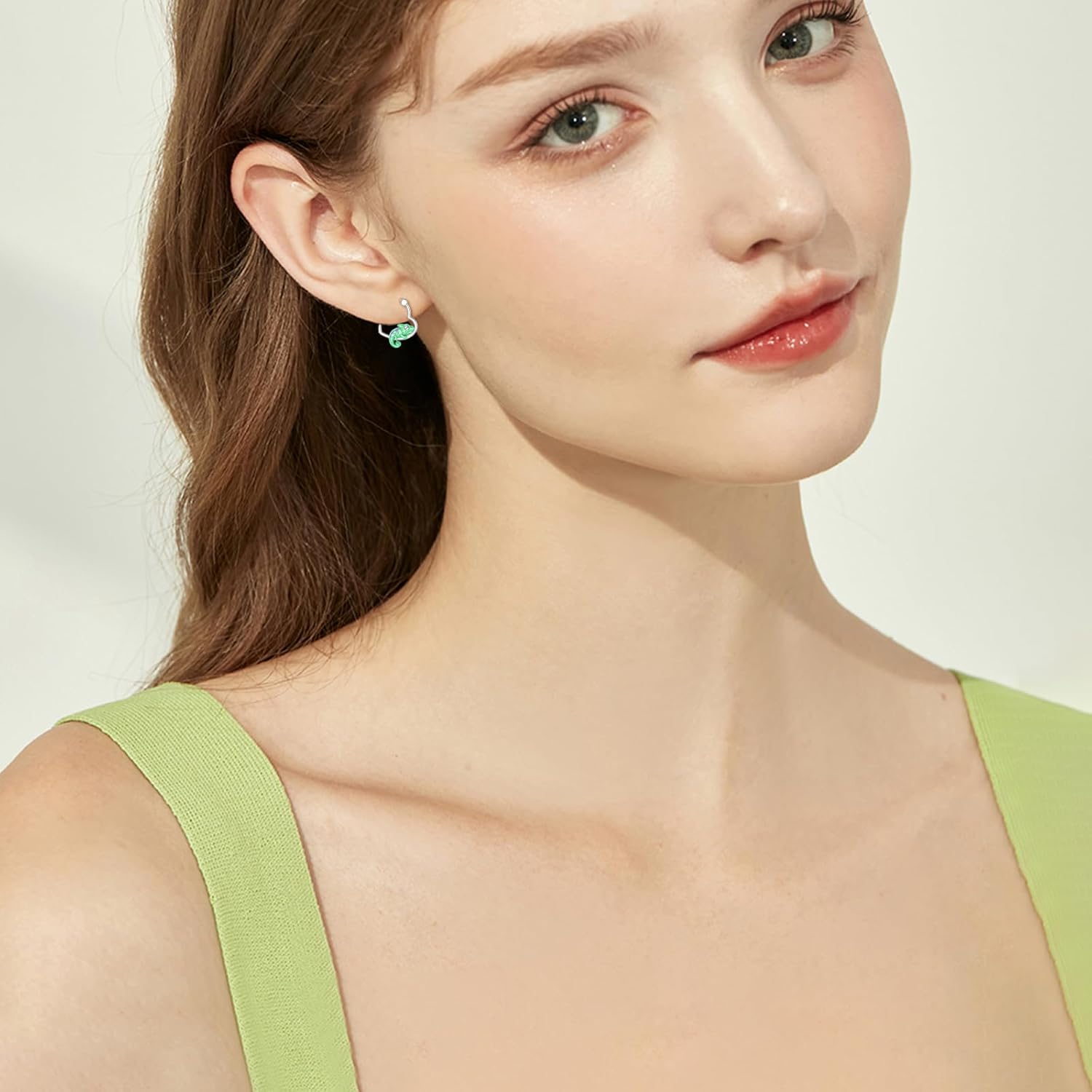Chameleon Earrings for Women 925 Sterling Silver Cute Animal Hoop Earrings Jewelry Gifts for Women