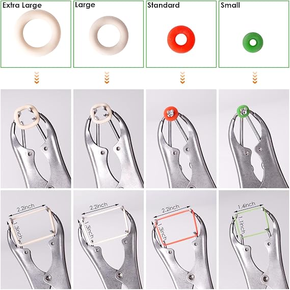 Livestock Castration Bander with 4 Sizes of Castrator Rings