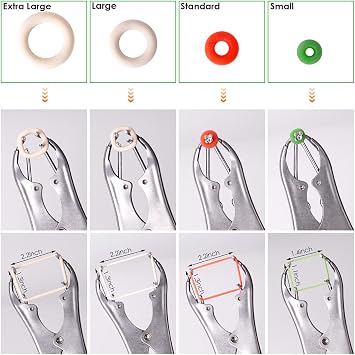 Livestock Castration Bander with 4 Sizes of Castrator Rings