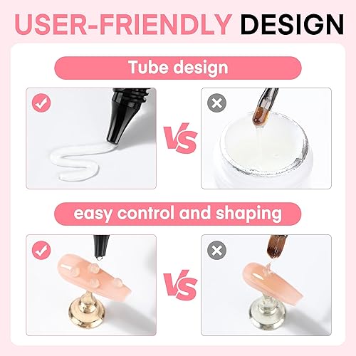 Miniatura 3 de UNA GELLA Arte de uñas en gel 3D, pegamento para esculpir gel 3D, 0.51 onzas, 4 en 1, no se limpia y transparente para puntas de uñas, polvo