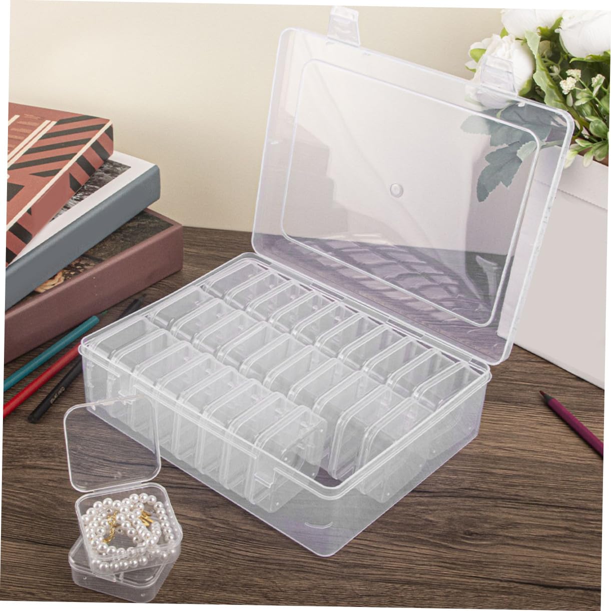 Angoily 2sätze Kunststoffbox Transparent mit Deckel Kleine Aufbewahrungsbox für Bastelbedarf Perlen Schmuck Kleinteile Diy-zubehör und Haushaltsartikel