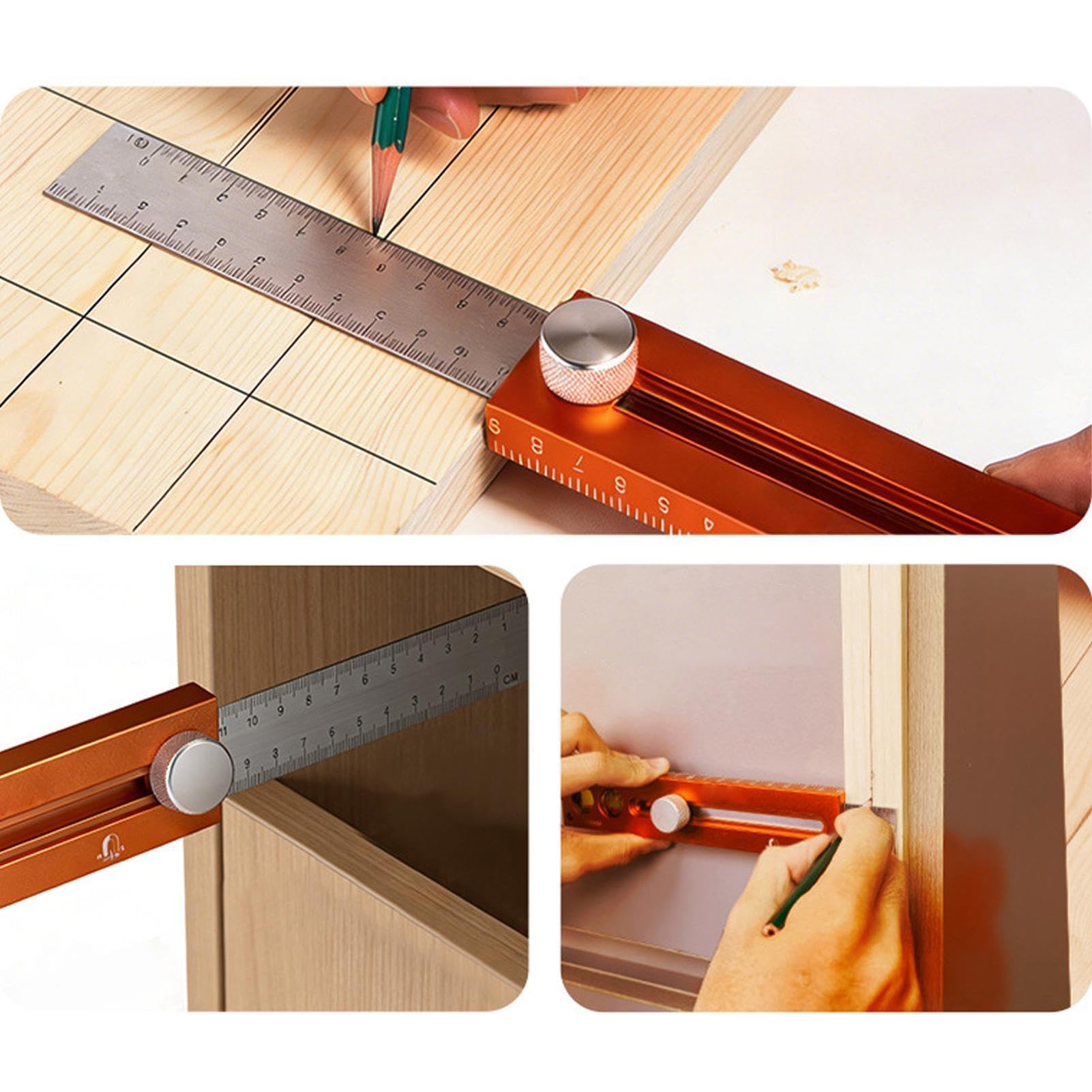 Regla De Carpintero Herramienta De Medición Magnética | Regla Para Marcar Madera Con Nivel Para Construir Casas, Muebles, Puertas, Ventanas, Suelos, Estanterías, Carpinteros