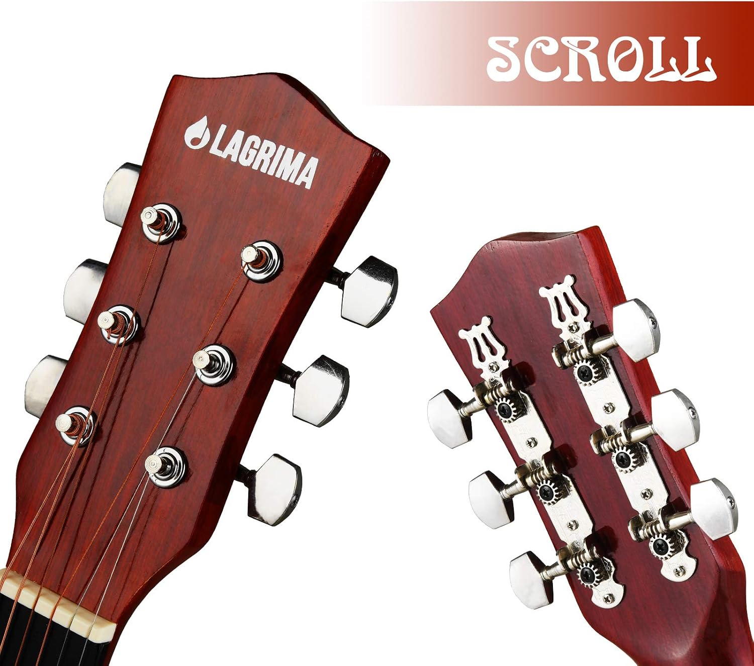 LAGRIMA Beginner Acoustic Guitar Starter Kit with Guitar Case, Strap, Tuner & Pick Steel Strings for beginners/adults/kids (38" Red)