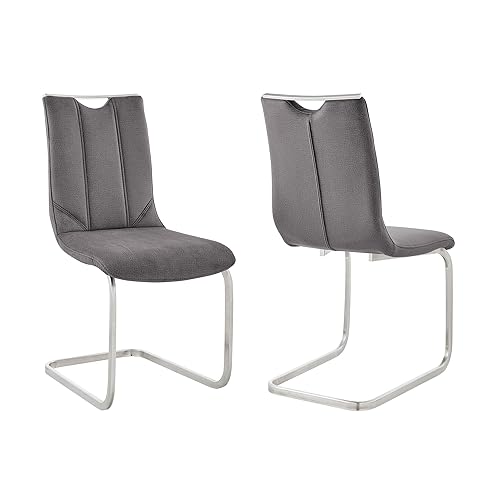 Armen Living Pacific Modern Dining Room Accent Chair in Gray