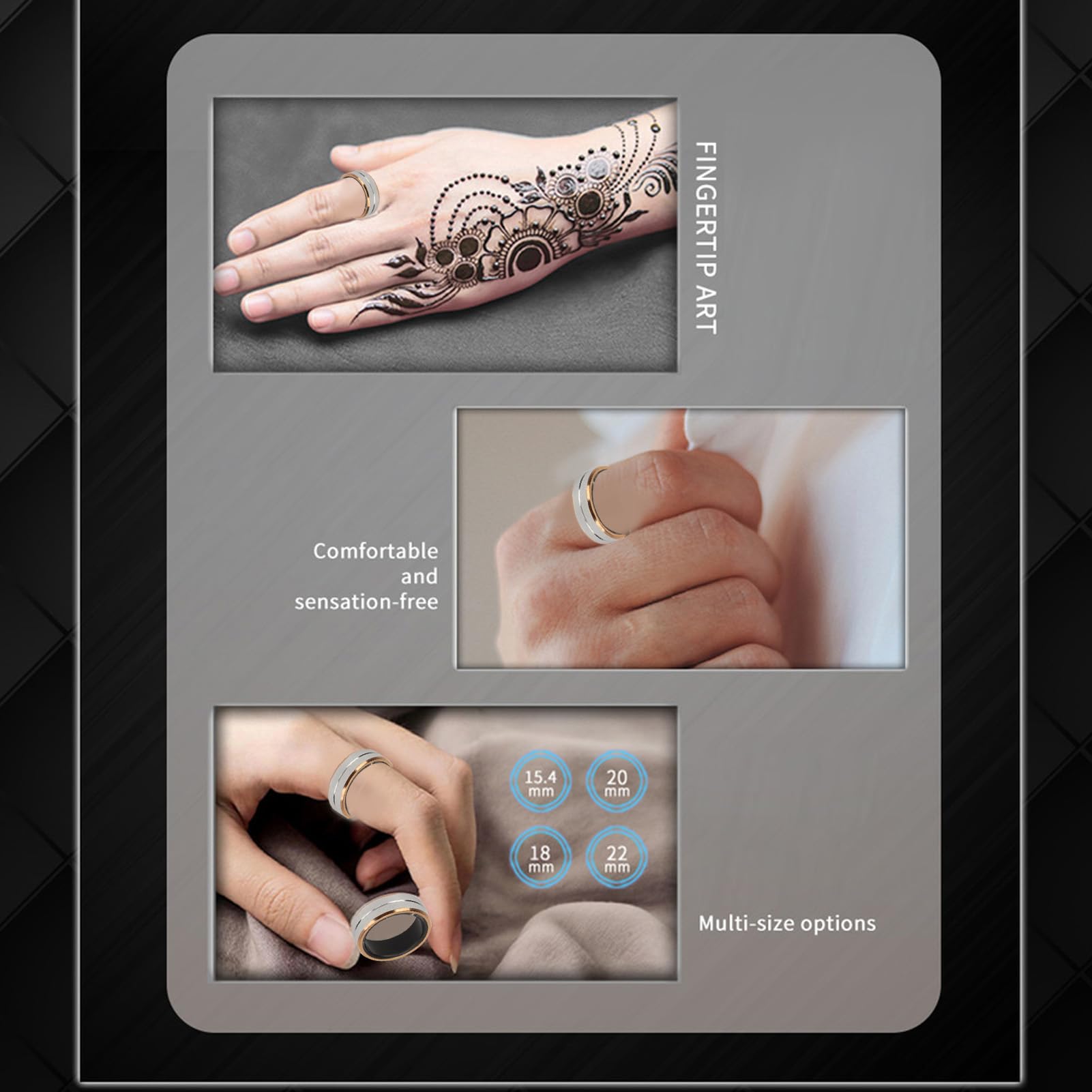 Sanpyl Smart Ring with APP, IP68 Pedometer Sleep Fitness Monitoring Remote Control Photo Taking Smart Health Ring, Fitness Rings for Health Monitoring, Gold