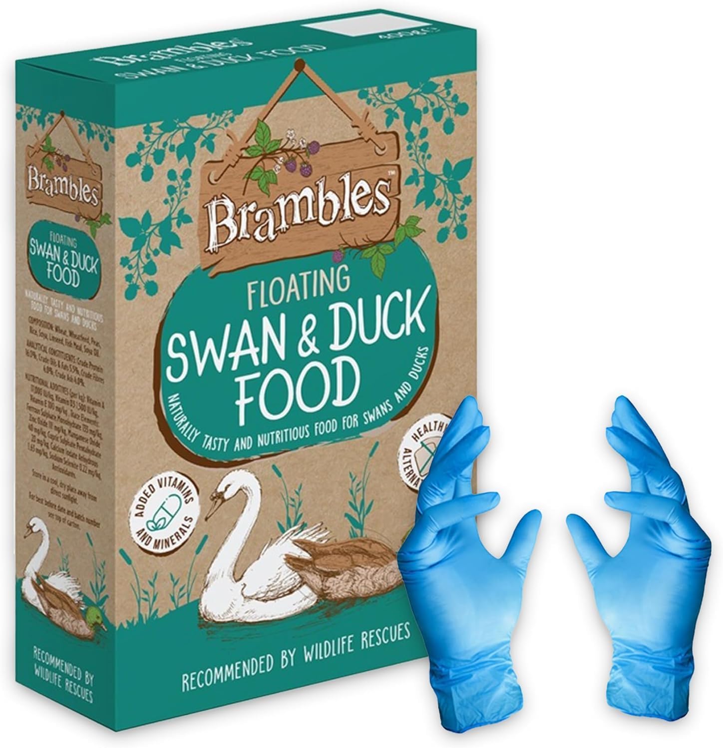 Brambles Floating Swan, Duck & Geese Food Complimentary Feed with Nutrients, Vitamins & Minerals with KasaBona Gloves (400g (Pack of 1)