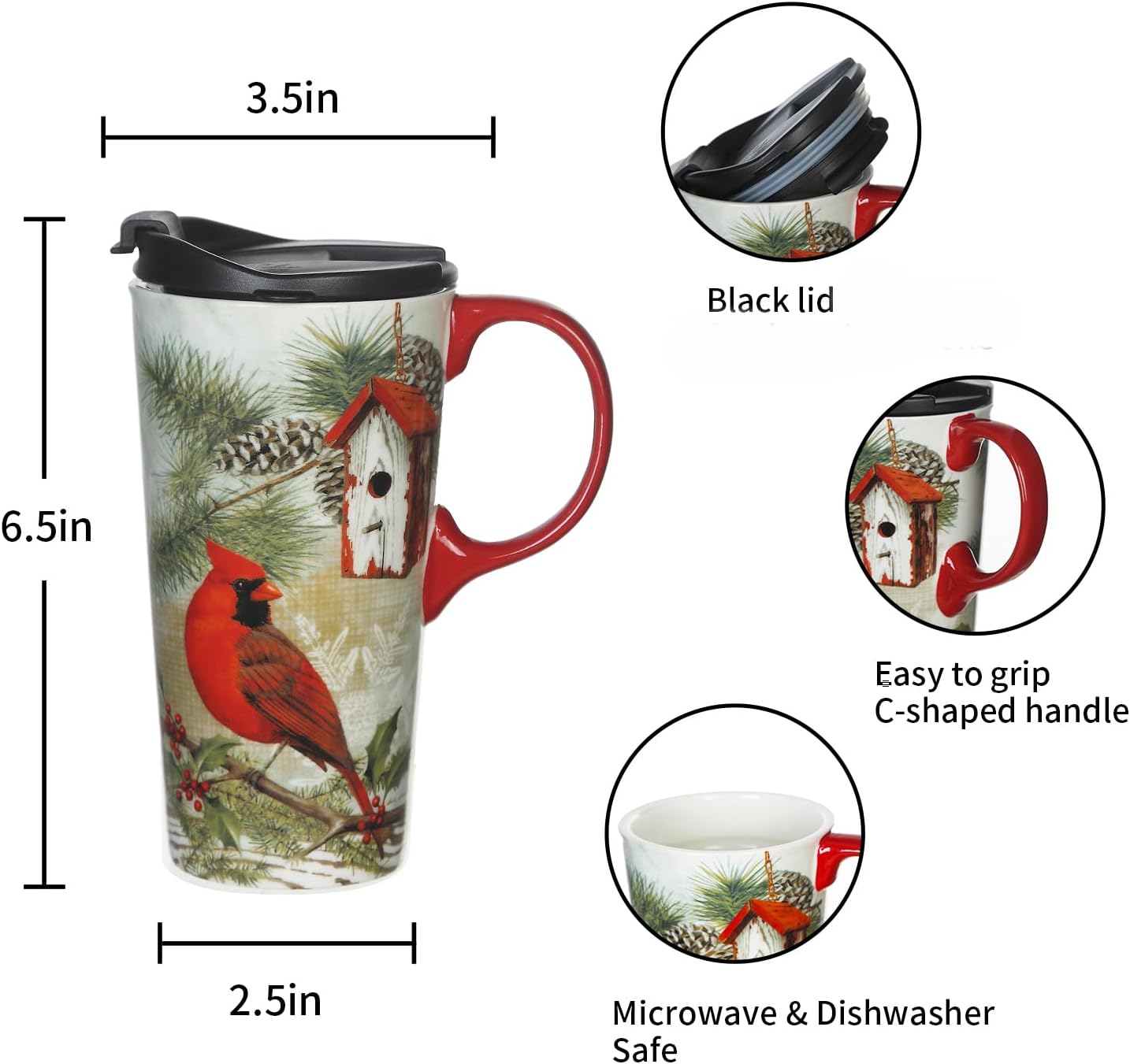 Topadorn Christmas Ceramic Travel Mug Coffee Cup Latte Mug with Lid and Gift Box for Holiday,17 oz - Image 5