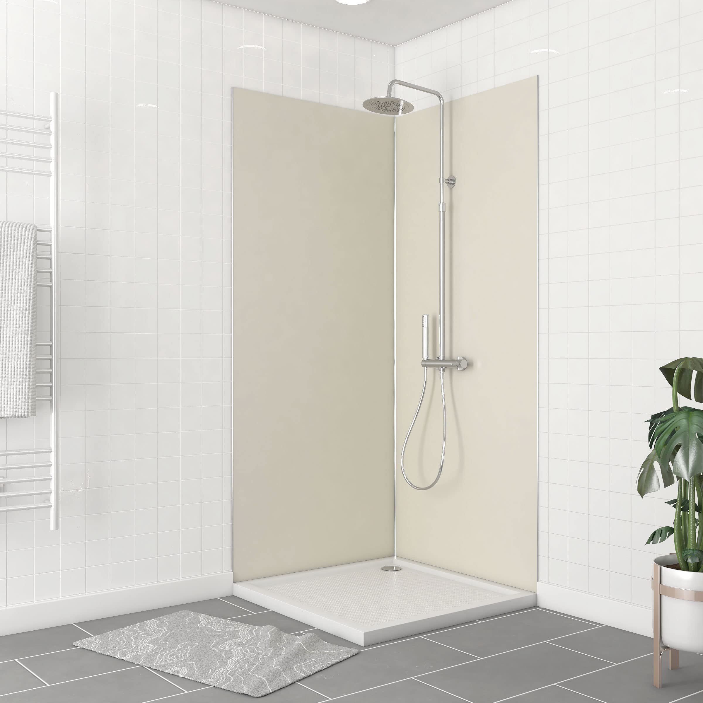 Panneaux muraux salle de bain ivoire 90x210 WALL'IT avec profilé d'angle pour revêtement mural