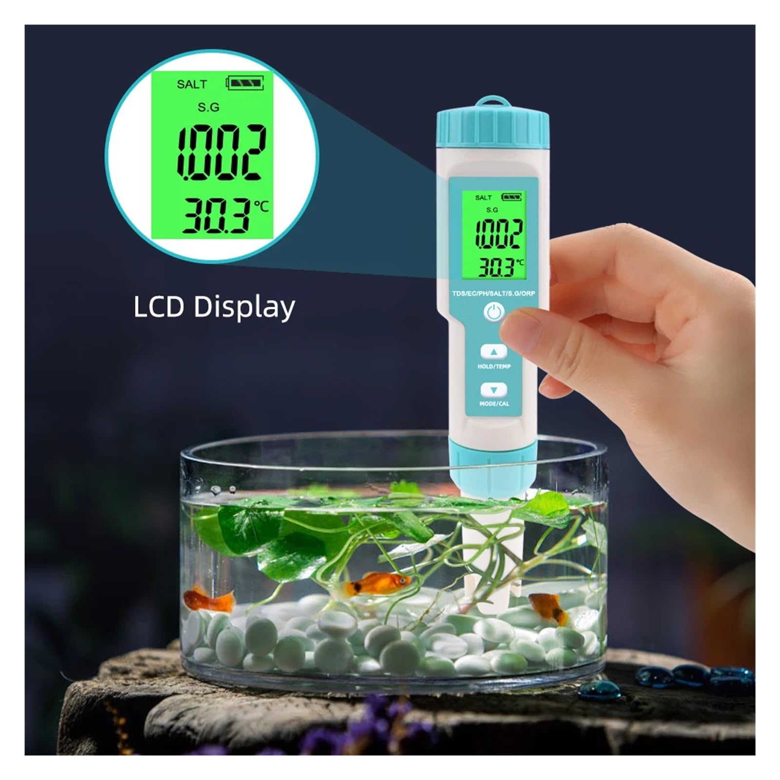 7 en 1 PH/TDS/EC/ORP/salinité/S. G/compteur de température C-600 testeur de qualité de l'eau for l'eau potable, ph-mètre d'aquarium