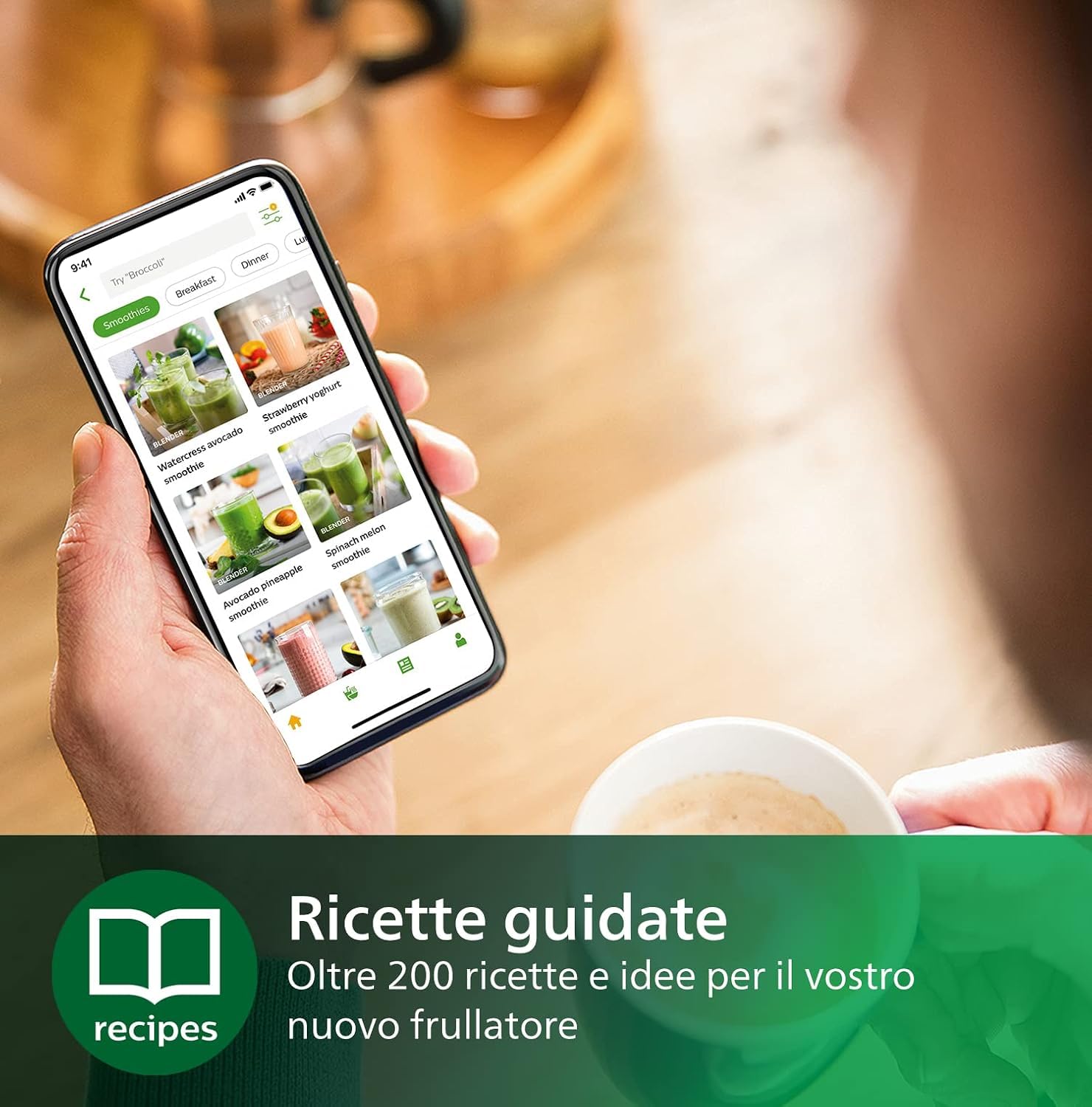 Philips Frullatore elettrico 5000 Eco Conscious, 350W, 0,6L, Bianco opaco | Bicchiere Tritan 600 ml, lama estraibile, tecnologia ProBlend, Senza BPA, borraccia Blend&Go, ricette app HomeID (HR2500/00)