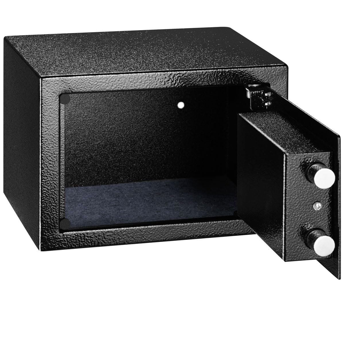 BAKAJI Cassaforte di Sicurezza in Acciaio con Chiave a Doppia Serratura, Cassetta Meccanica Antiscasso, Resistente al Fuoco con 2 Bulloni per Fissaggio a Muro Parete, 23 x 17 x 17.3 cm