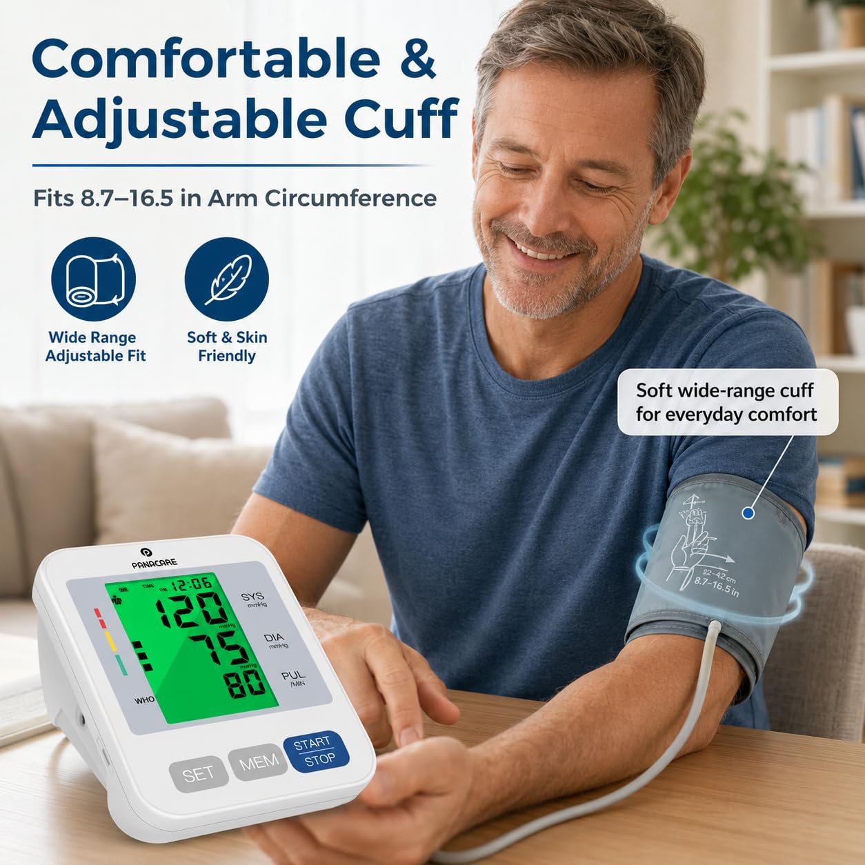 Monitor de presión arterial de brazo eléctrico, dispositivo automático de presión arterial para el hogar, color gris