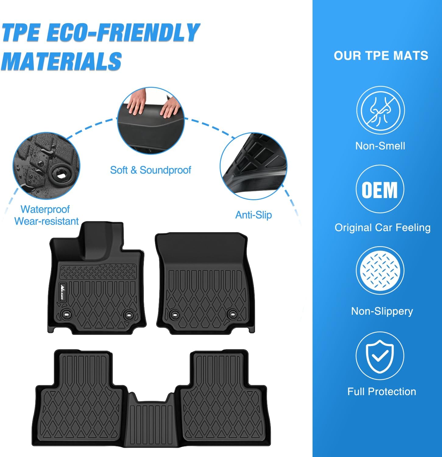 Nilight TPE Floor Mats for Lexus NX NX250 NX350 2022 2023 2024 2025 2026 (Not for Hybrid), All Weather Custom Fit Heavy Duty Floor Liners - Image 3