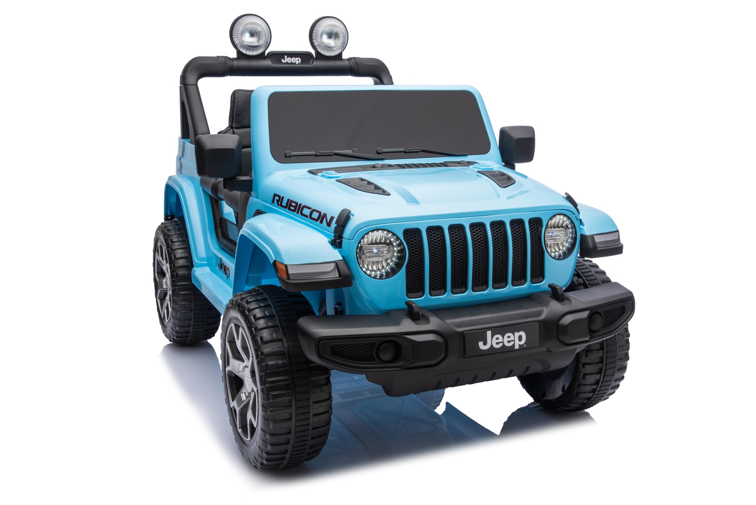 TOYSCAR Macchina Elettrica Per Bambini Jeep Wrangler Rubicon Full Optional CON TAPPETINI Auto Elettrica Per Bambini Telecomandata 2 posti Sedile In Pelle Porte Apribili Doppio Motore Elettrico 12V