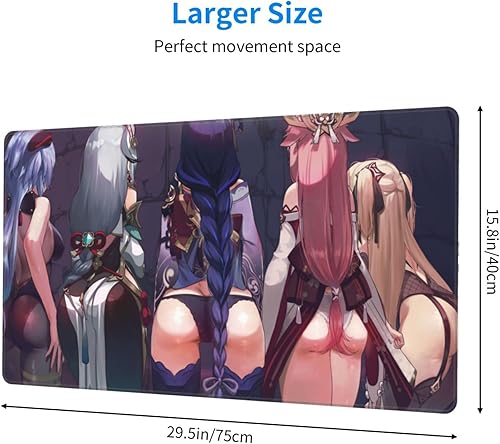 Miniatura 2 de OFF DEPOT Ganyu Shenhe Raiden Shogun Yae Miko Genshin Impact Fischl - Alfombrilla grande para mouse para juegos XXL, alfombrilla extendida de