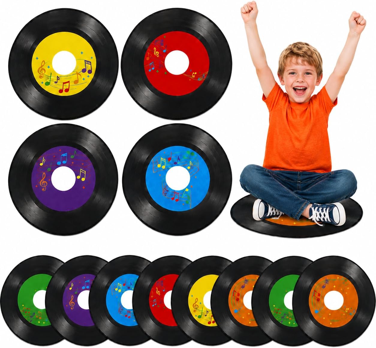 Cinrobiye 12 Pcs Classroom Seating Spots, 16 Inch Non Slip Floor Seating Cushions, Flexible Seating for Classroom Management, Reading Corner Circle Time Learning Stations for School (Sun)