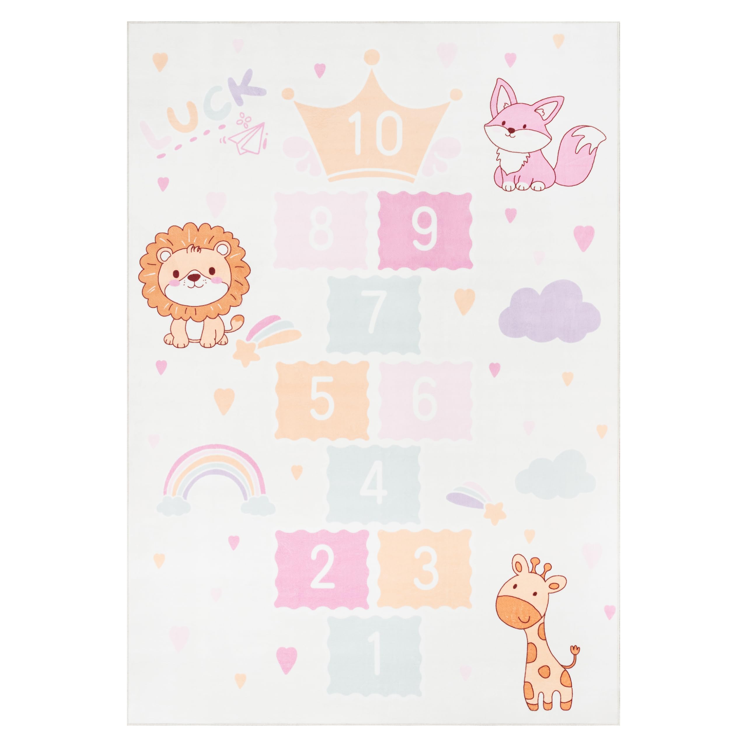 TAPISO Kids Tappeto per Bambini Stampato Colorato Animali Numeri Cameretta Facile da Pulire Antiscivolo Lavabile a 30 Gradi Resistente Oeko-Tex 160 x 230 cm