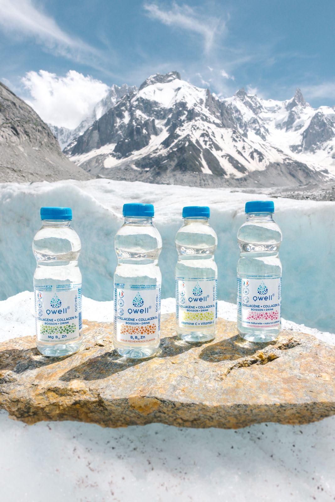 QWELL - Boisson au Collagène enrichie en Vitamine C - Antioxydante & Rafraîchissante - Saveur Citron Vert - 100% Naturel - 12x500 ml